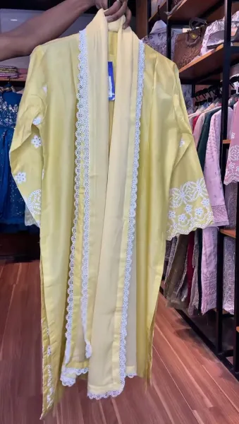 Pakistani Original Hayat’s Embroidered Stitched Cotton 3Pcs _ Yellow 
